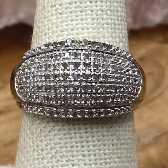 Vintage 1/4 CTW Diamond Round 925 Sterling Silver Multi Row Band Ring Size 8 - Picture 13 of 14
